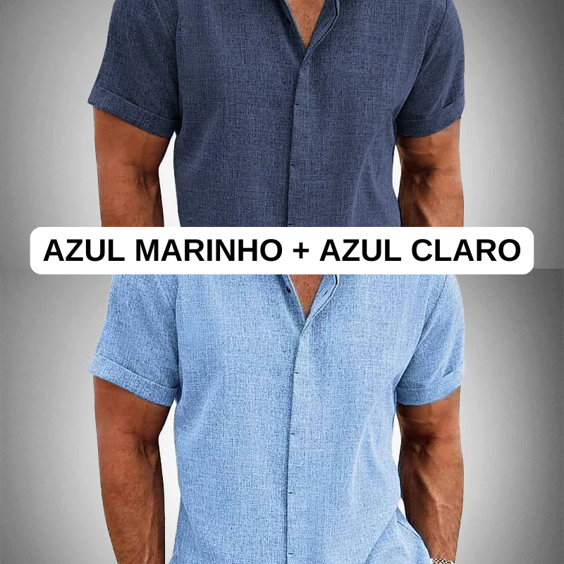 [PAGUE 1 LEVE 2] Camisa Manga Curta OLIVER de Linho 100% [Material Premium Exclusivo da Itália]