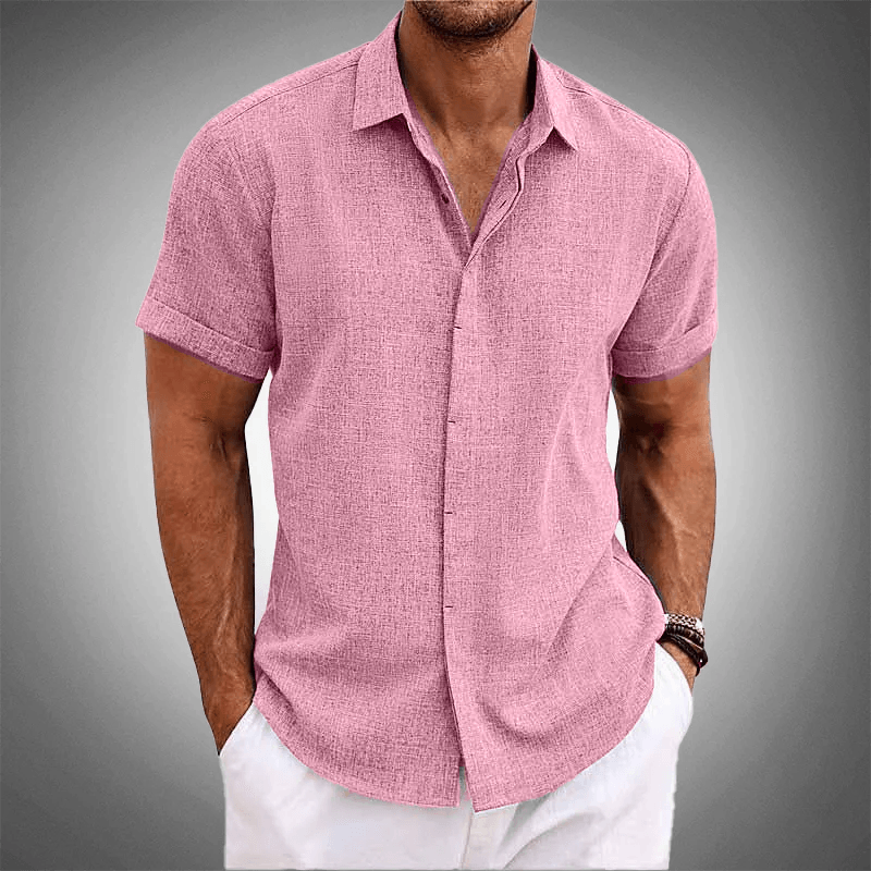 [PAGUE 1 LEVE 2] Camisa Manga Curta OLIVER de Linho 100% [Material Premium Exclusivo da Itália]