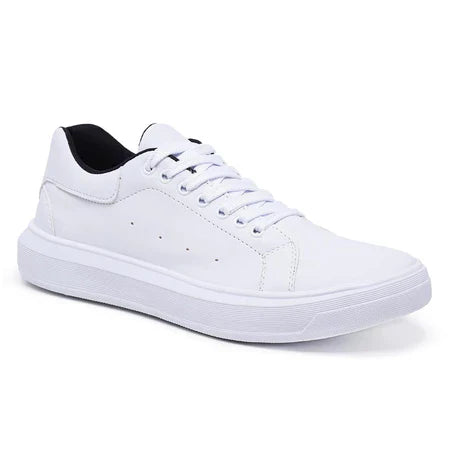 Tênis Branco Masculino Casual Sola Alta 5 cm Sapatenis Couro Premium